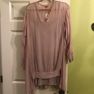 CHAN Luu pale pink sheer tunic top/dress w/slip